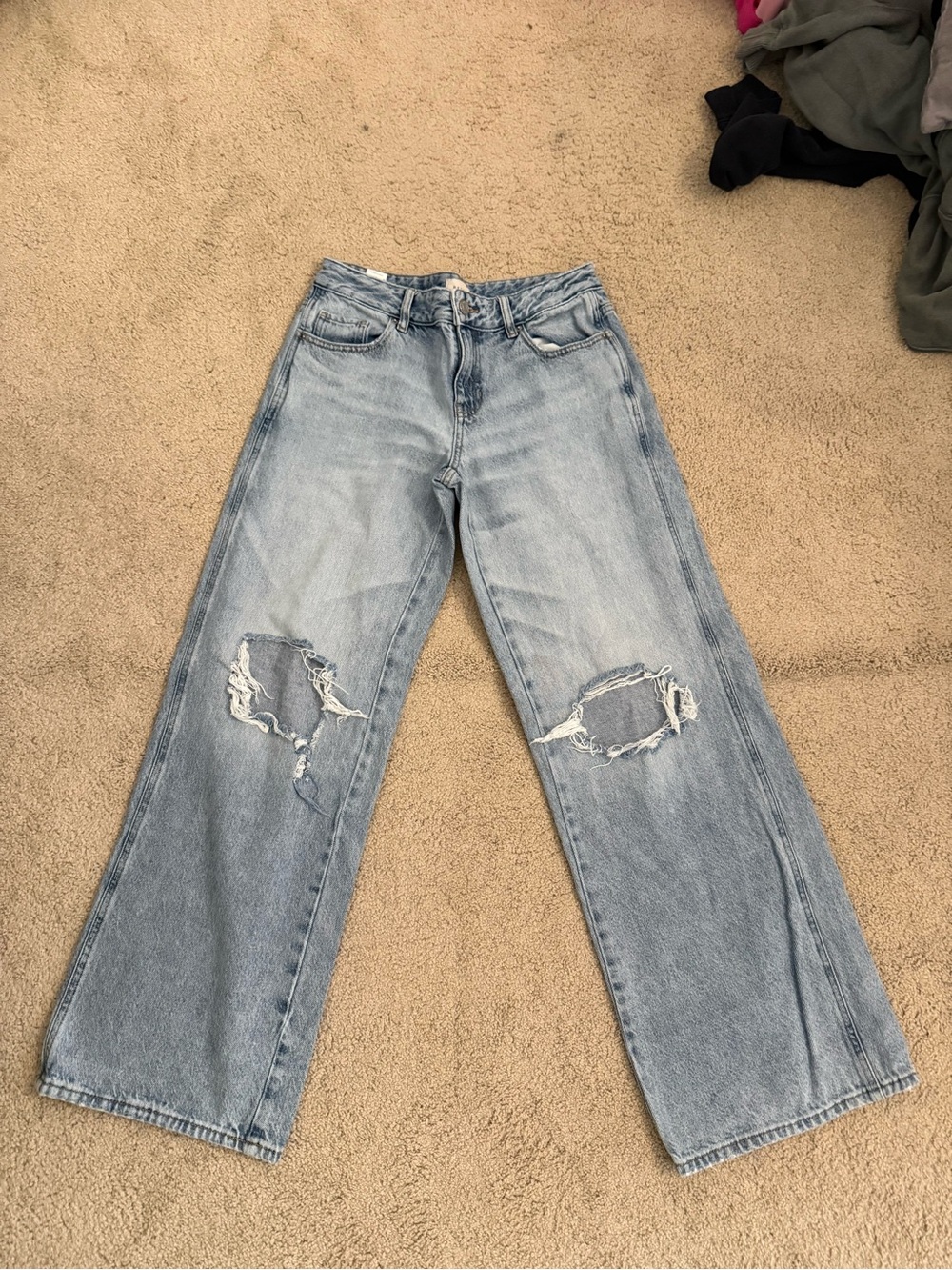 PacSun Light Blue Distressed Wide-Leg Jeans